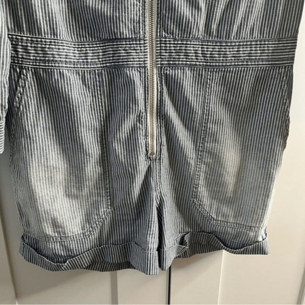 Adriano Goldschmied Rochelle Romper Chambray Stripe Blue Zipper front Small NWOT - Picture 10 of 16